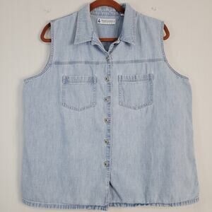 Vintage 90s Denim Button-Down Shirt women's size 1X blue